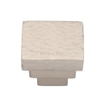 M Marcus Heritage Brass Cabinet Knob Square Stepped Hammered Design 32mm